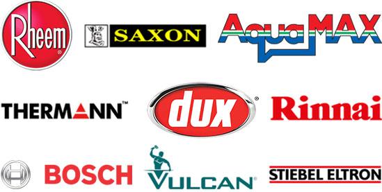 Logos of popular hot water system and plumbing brands